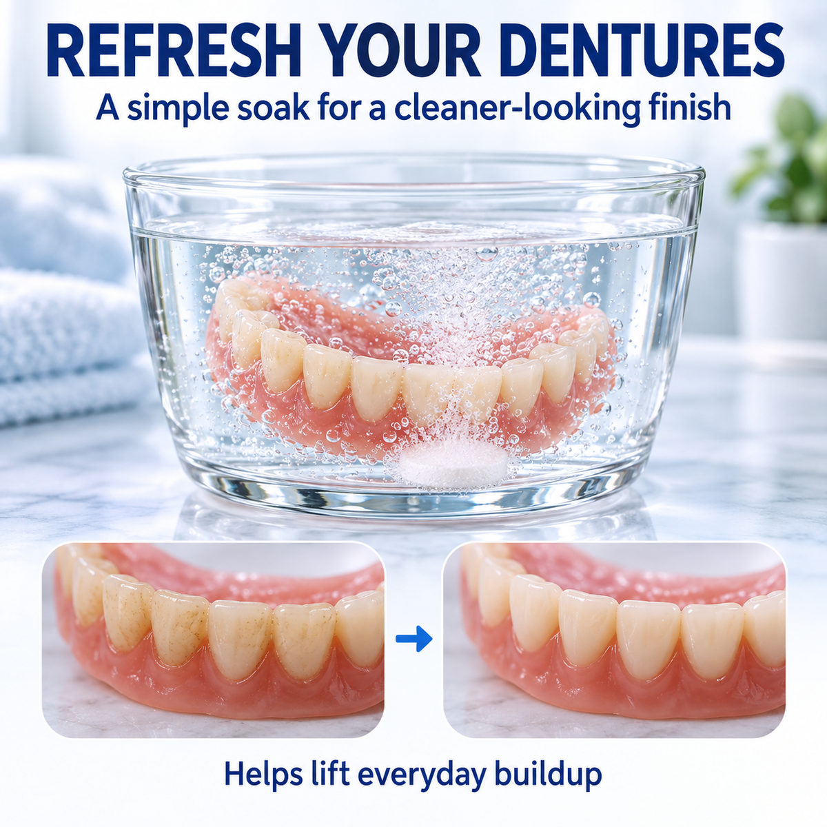 Denture, Aligner & Retainer Cleaning Tablets — Individually Wrapped(30 Pcs)