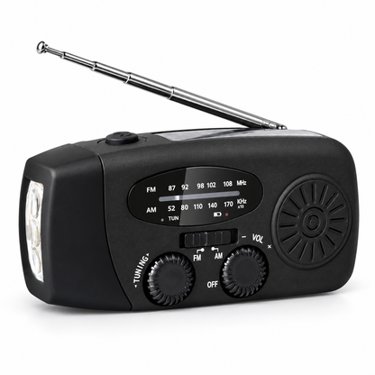 Stay Powered Off-Grid Instantly! Solar Hand Crank Emergency Radio