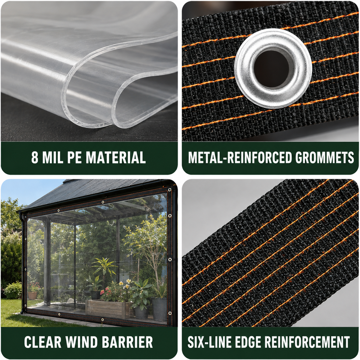 Clear Waterproof PE Tarp, Transparent Outdoor Cover with Metal Grommets🛡️