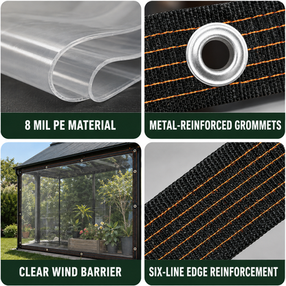 Clear Waterproof PE Tarp, Transparent Outdoor Cover with Metal Grommets🛡️