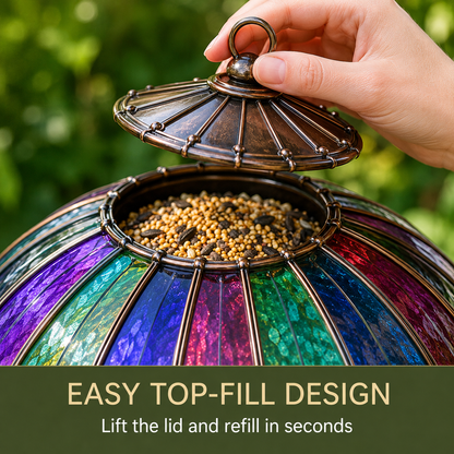 🌈 Stained Glass Hot Air Balloon Bird Feeder Fountain🐦