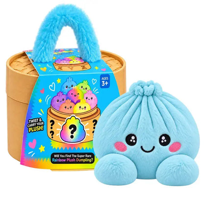 ✨Rainbow Dumpling Squishy Plush Toy with Imitation Bamboo Steamer, Christmas Decor Gift