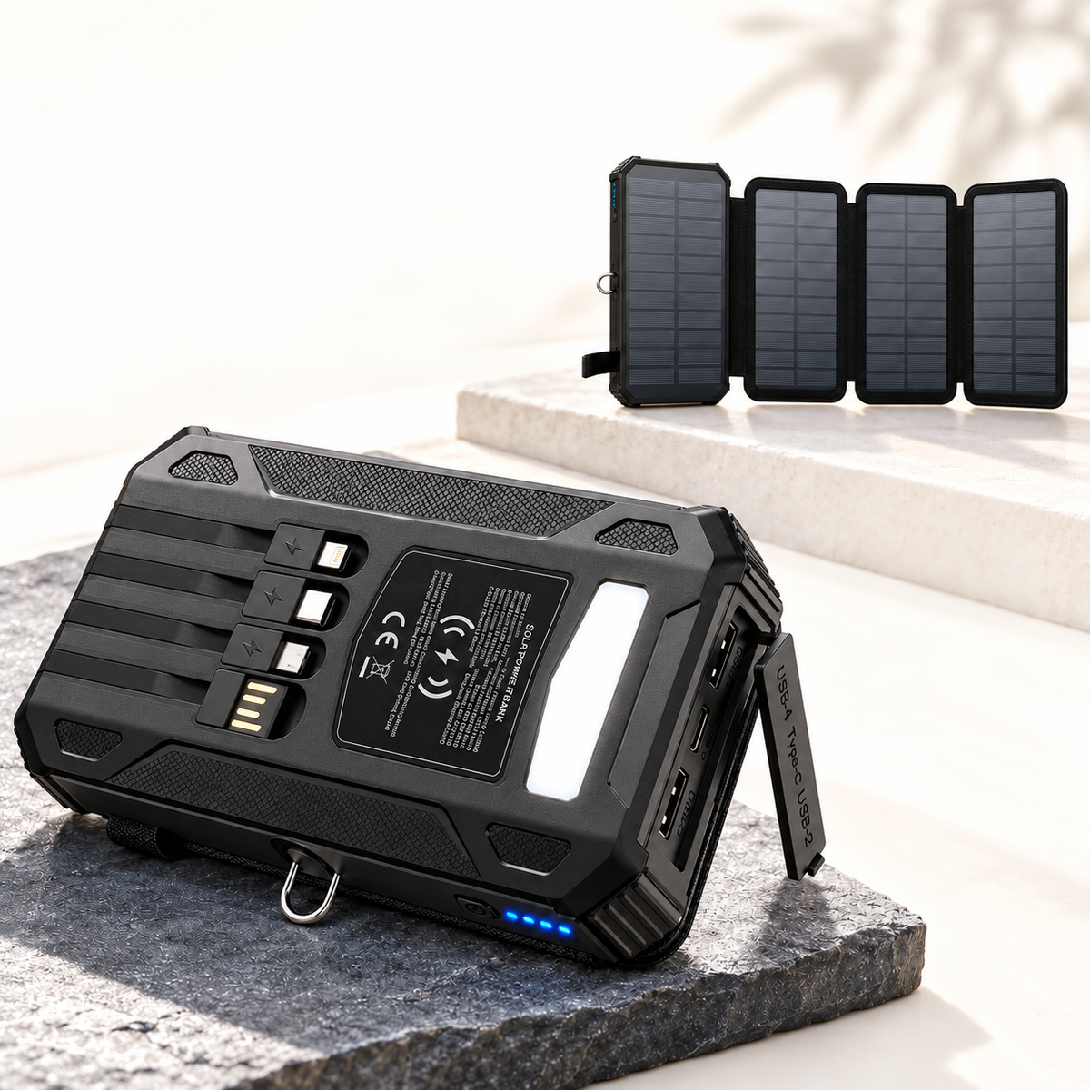 Lazzda 48000mAh Solar Power Bank Wireless Charger