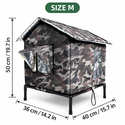 🐱All-Weather Elevated Outdoor Cat House – Waterproof, Thermal Lining, Foldable