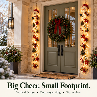 🎄 Glowing Christmas Door Hanger | 6 Festive Lighted Designs with Warm Glow, Dimensional Details & Space-Saving Vertical Décor ✨