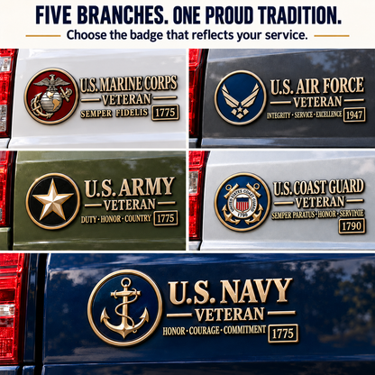 3D Metal Veteran Honor Auto Badge | For daily driving & veteran gatherings