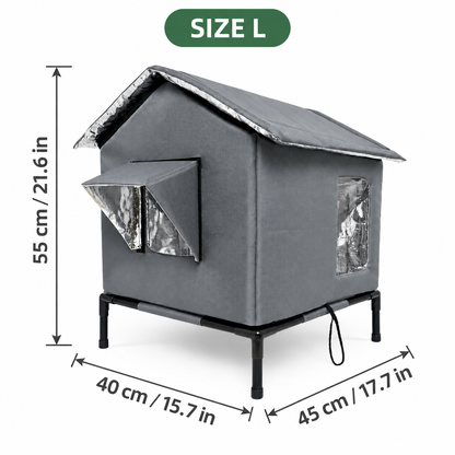 🐱All-Weather Elevated Outdoor Cat House – Waterproof, Thermal Lining, Foldable