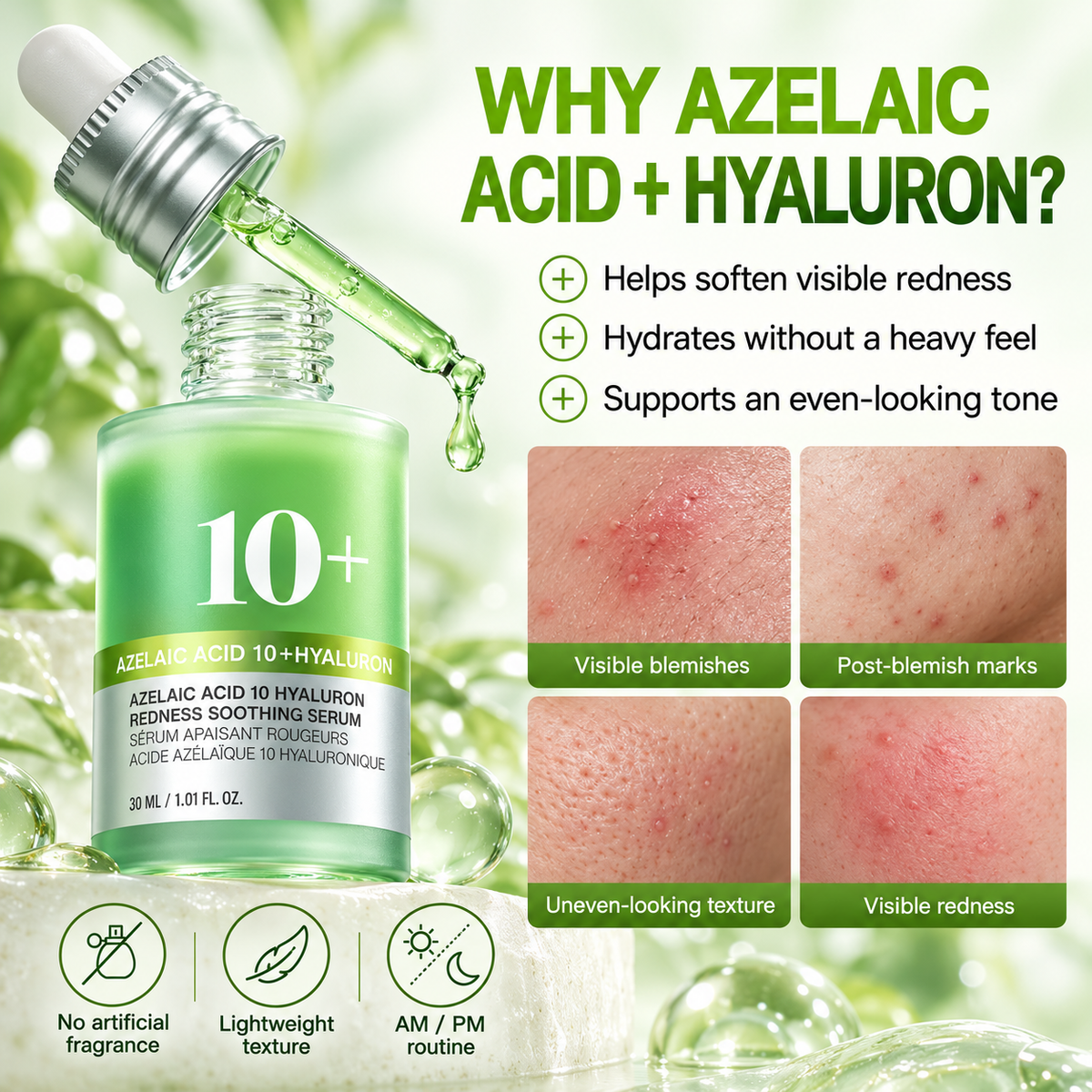 Lazzda 30ml facial serum with 10% azelaic acid and Hyaluron