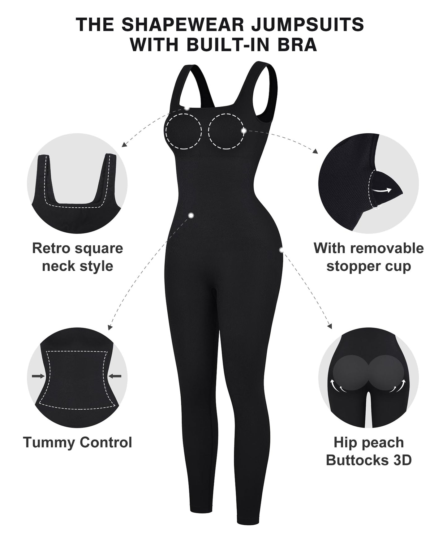 Seamless Square Neck Sculpting Sport Jumpsuit