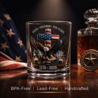 🏆Flash Sale⚡ 66K+ SOLD! 🎁US 250th Anniversary Patriotic Whiskey Glass 1776-2026