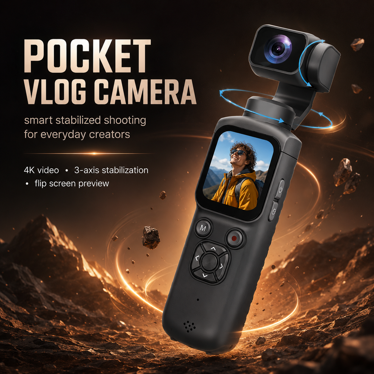 4K Vlog Camera Pocket Stabilized Video Camera