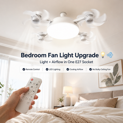 2-in-1 LED Fan Bulb with Remote Control for Bedroom, Kitchen & Home Cooling