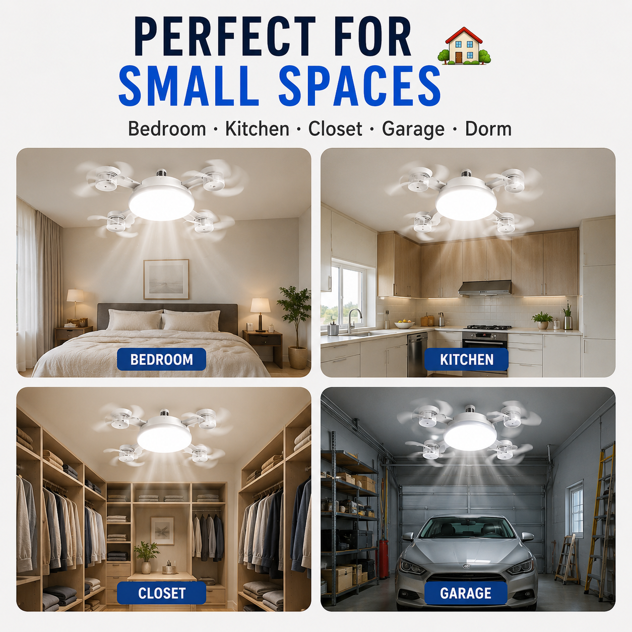 2-in-1 LED Fan Bulb with Remote Control for Bedroom, Kitchen & Home Cooling