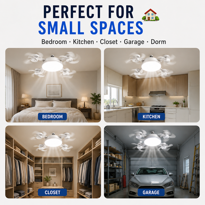 2-in-1 LED Fan Bulb with Remote Control for Bedroom, Kitchen & Home Cooling