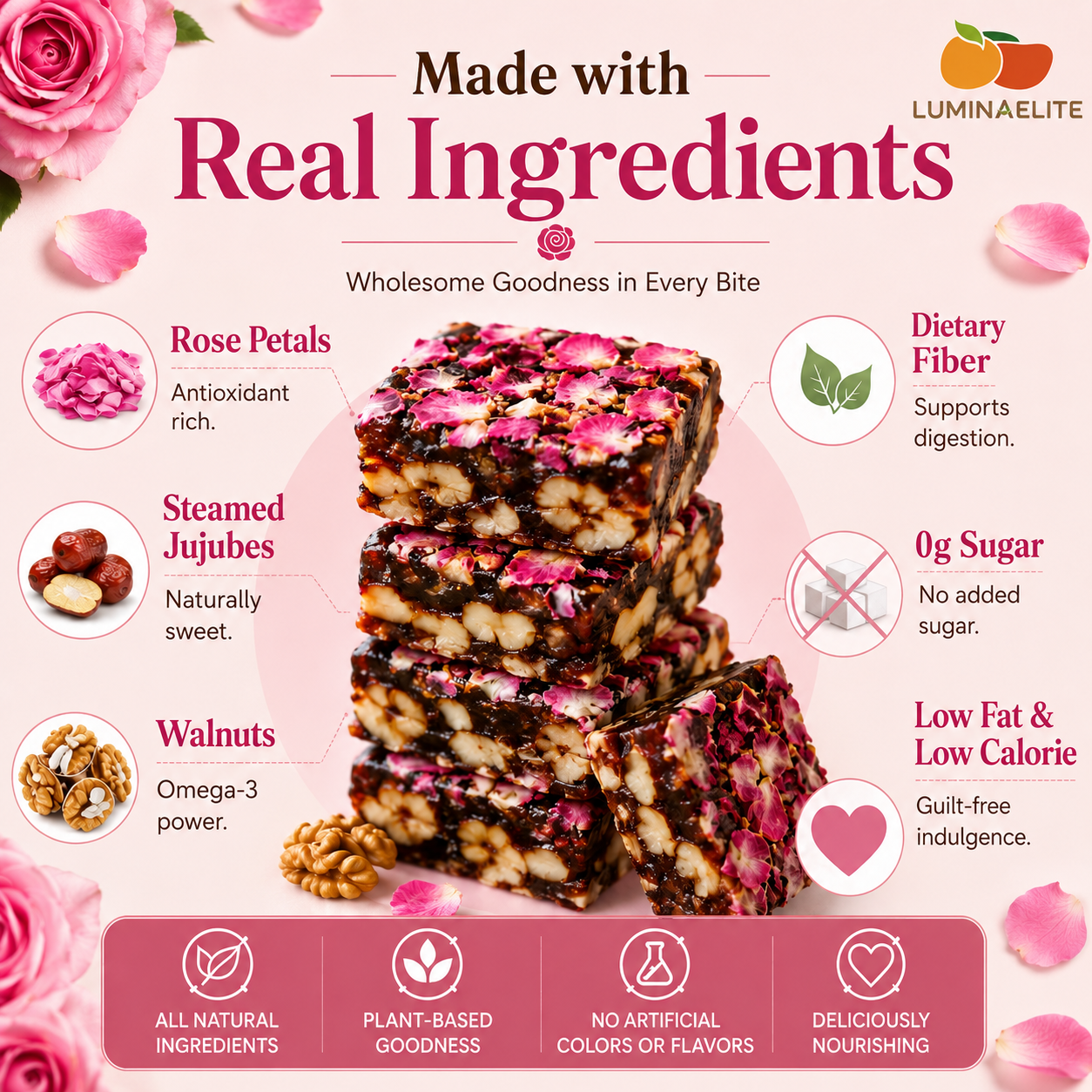Zero Added Sugar Rose Jujube Walnut Bites-Zuckerberg