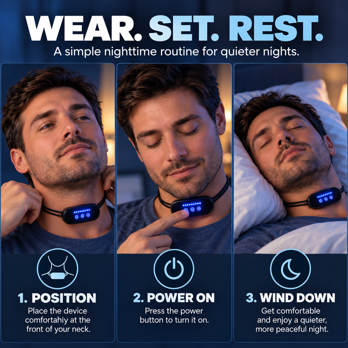 🌙 Wearable Anti-Snoring Neck Device – Better Sleep for Both of You