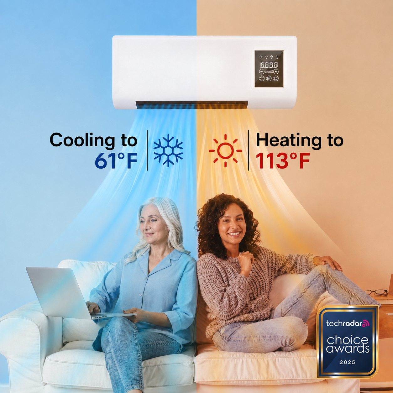 Wall-mounted heating and cooling unit for year-round personal comfort