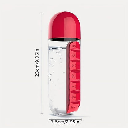 💊7-Day Pill Organizer Water Bottle – Daily Medicine Storage for Travel
