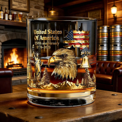🏆Flash Sale⚡ 66K+ SOLD! 🎁US 250th Anniversary Patriotic Whiskey Glass 1776-2026