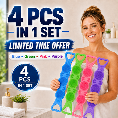 🙌 50% OFF 4-Pack Long Back Washing Straps with Double-Sided Body Care Design 🛁