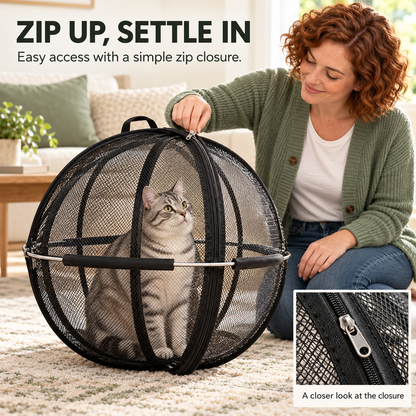 Portable Outdoor Cat Enclosure Mesh Ball Cat Cage