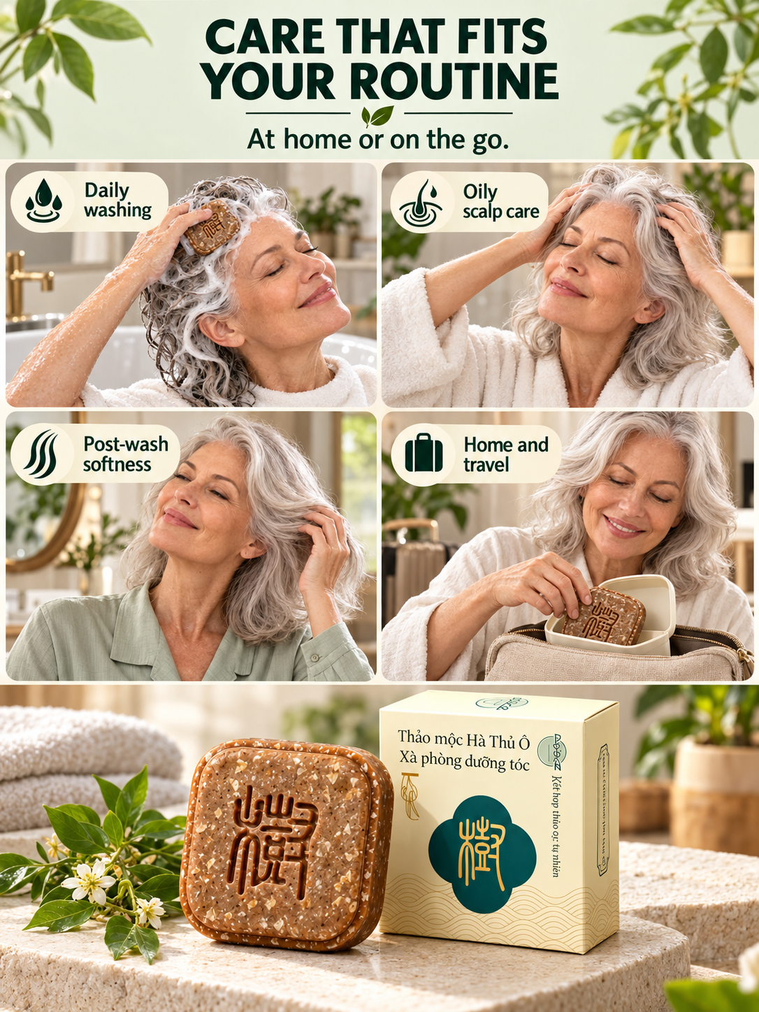 🌿 Hair Care Deal – Herbal He Shou Wu Shampoo Bar 🧼 Botanical Cleansing Soap with Arborvitae for a Fresh, Nourished Scalp ✨