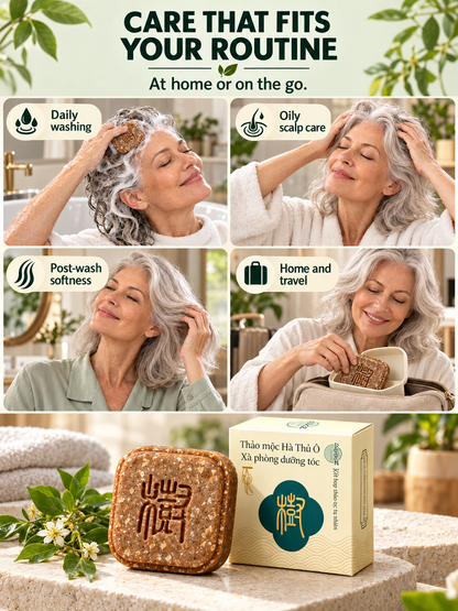 🌿 Hair Care Deal – Herbal He Shou Wu Shampoo Bar 🧼 Botanical Cleansing Soap with Arborvitae for a Fresh, Nourished Scalp ✨