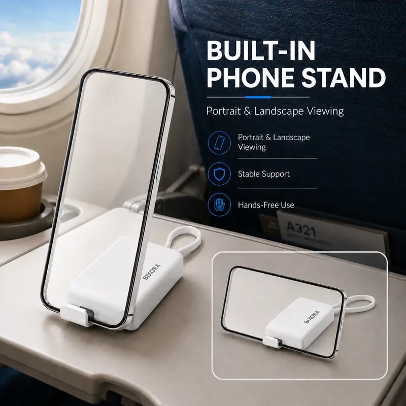 🧳 Basemo Pocket Tech Companion – All-in-One Travel Tech Kit with Built-In USB-C Cable, Lightning & Micro Adapters, Fast Charging, 480Mbps Data Sync, SIM/TF Card Slots & Phone Stand for EDC Travel & Office
