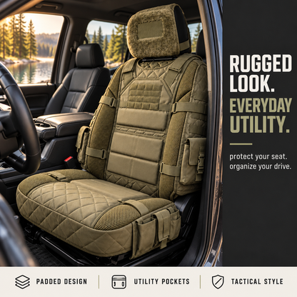 🚙 Durable Tactical Truck Seat Cover✨ Storage, Protection & All-Day Comfort
