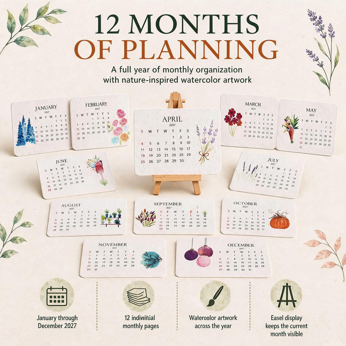 🌱Eco-Friendly Plantable "Timeless" Seed Calendar 2027 ✨ Plan•Plant•Grow•Enjoy