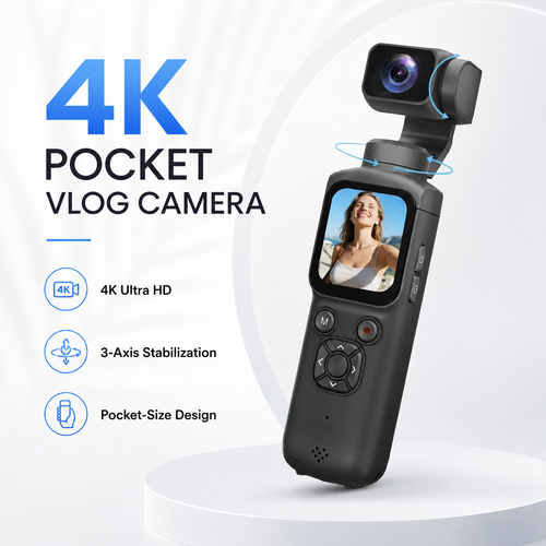 4K Vlog Camera Pocket Stabilized Video Camera
