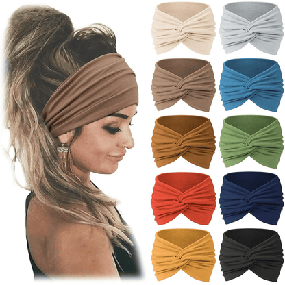 🔥🔥10 Pack Wide Knotted Turban Headbands for Women