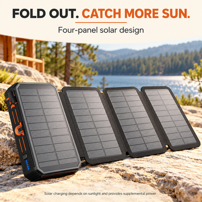 Lazzda 48000mAh Solar Power Bank Wireless Charger