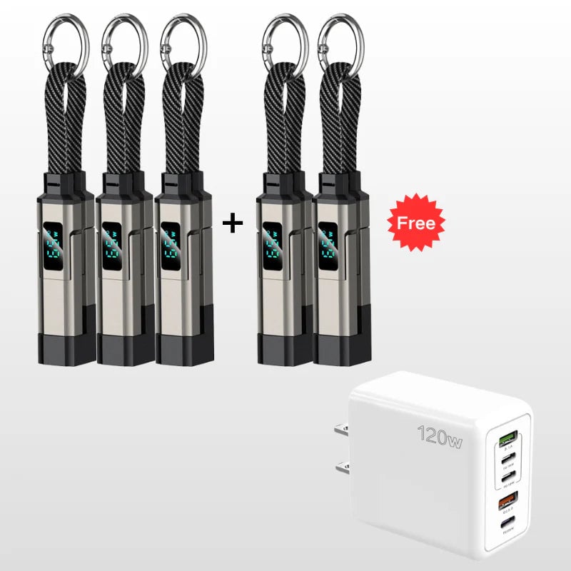 🔥4-in-1 Digital Display Keychain Charging Cable