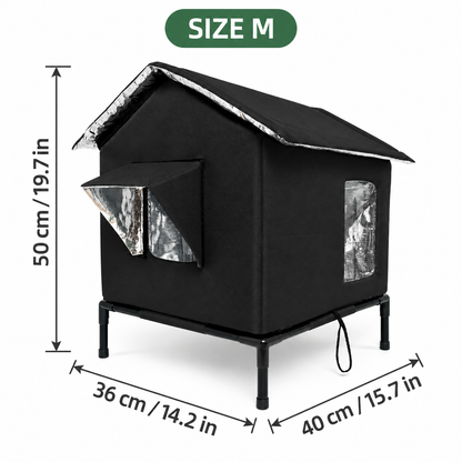 🐱All-Weather Elevated Outdoor Cat House – Waterproof, Thermal Lining, Foldable