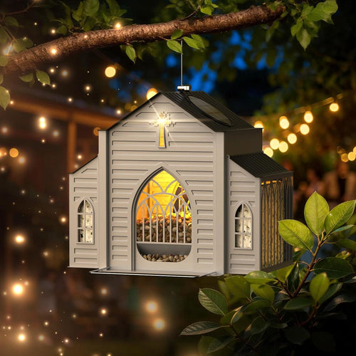 Church-Shaped Solar Bird Feeder