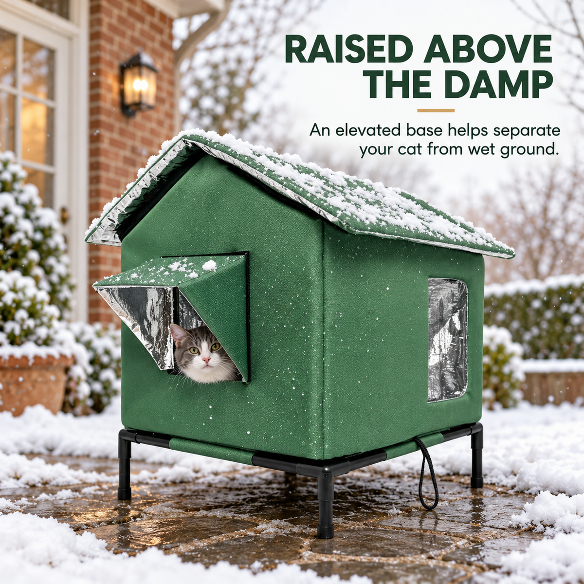 🐱All-Weather Elevated Outdoor Cat House – Waterproof, Thermal Lining, Foldable
