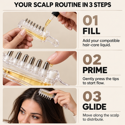 Scalp Liquid Applicator Comb, Refillable Hair Root Oil Massage Comb for Hair Care Treatment( Only Comb)