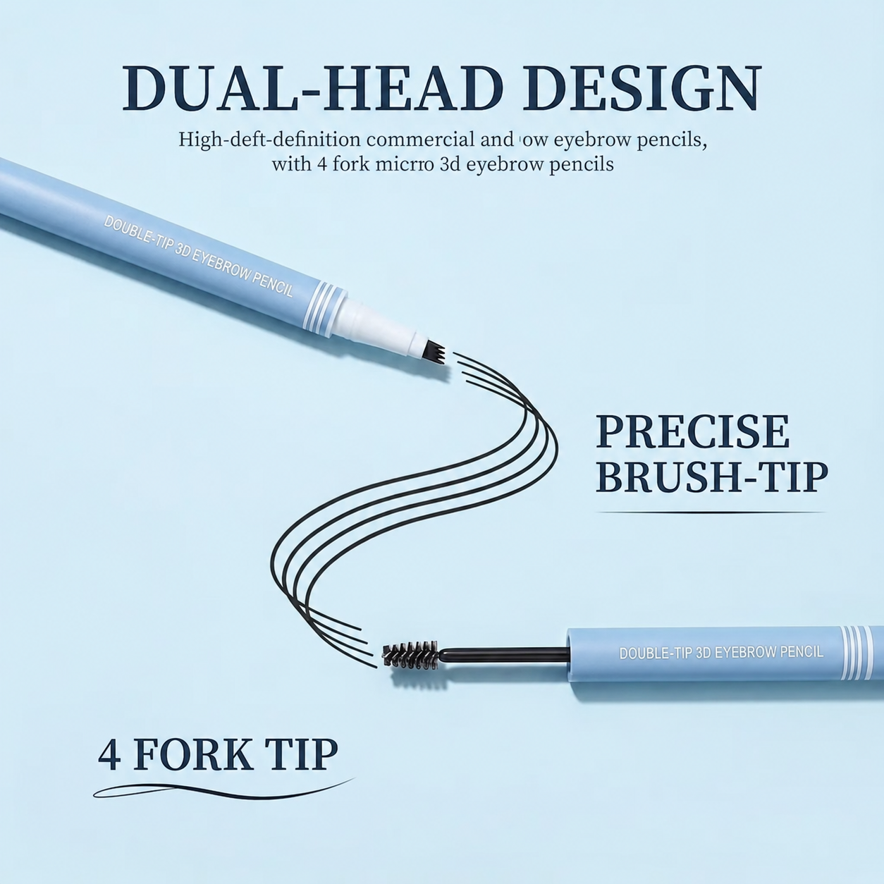 Lazzda Waterproof 2-in-1 Micro-Fork Eyebrow Pen & Tinted Gel
