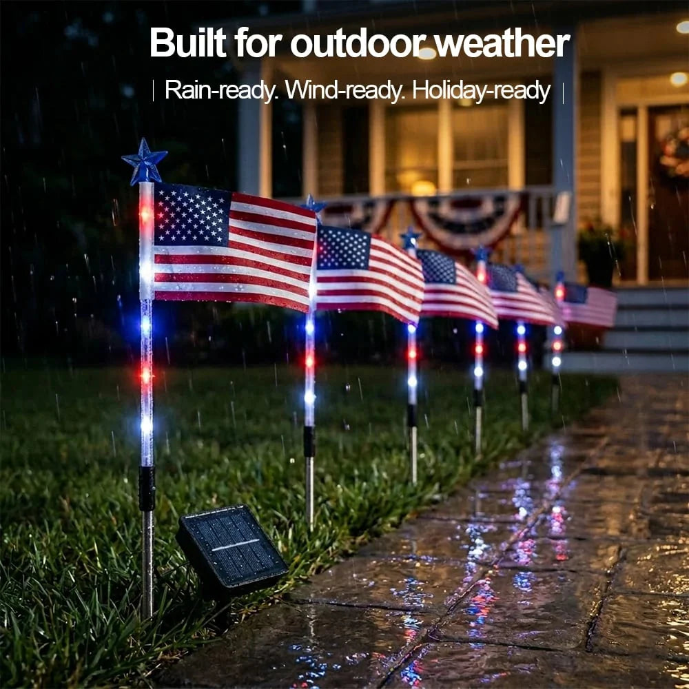🔥MADE IN USA-8-Piece Flag Light Set🔥 – 4th of July Decorations with 8 Lighting Modes