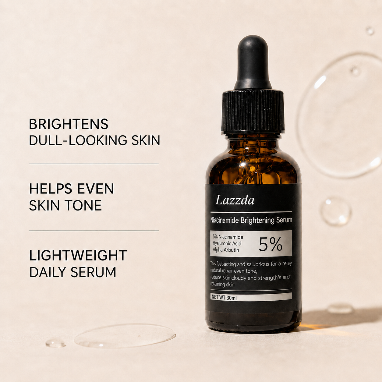 Lazzda 5% Niacinamide + Alpha Arbutin Dark Spot Serum
