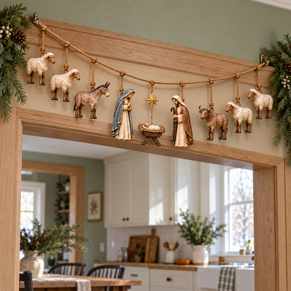 ✝️🎄Handcrafted Wooden Nativity Garland