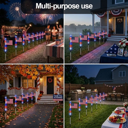 🔥MADE IN USA-8-Piece Flag Light Set🔥 – 4th of July Decorations with 8 Lighting Modes