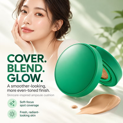 Toning Ampoule Cushion - 2-in-1 Korean Skincare & Makeup with EGF, Niacinamide & Hyaluron - 10 Shades