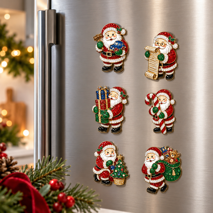 6pcs DIY Santa Claus Diamond Painting Fridge Magnet