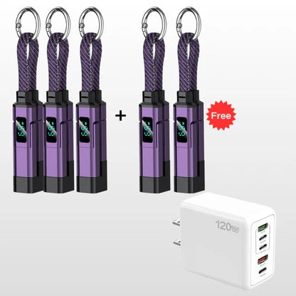 🔥4-in-1 Digital Display Keychain Charging Cable