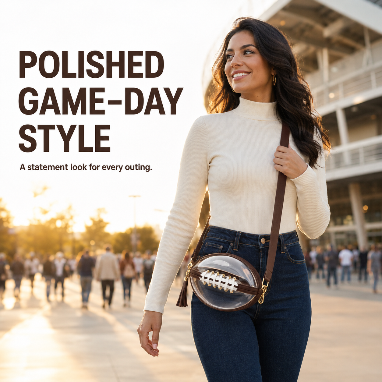 🏈 Clear Football-Shaped Crossbody Bag – Game-Day Style Meets Everyday Convenience ✨