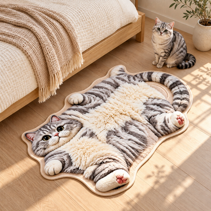 Chubby Tabby Cat Shaped Rug 🐱🤎
