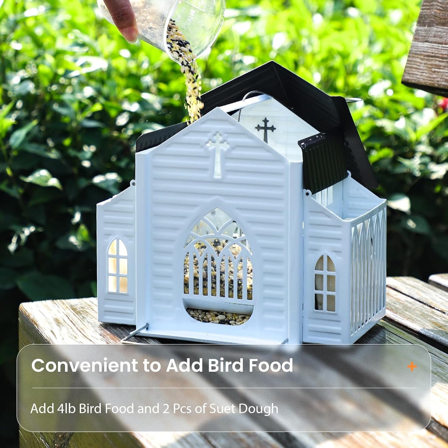 Church-Shaped Solar Bird Feeder