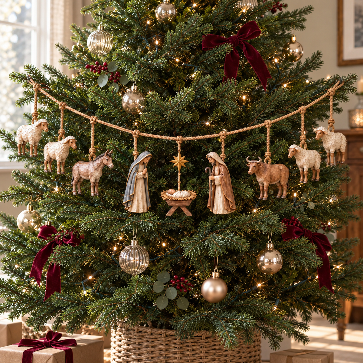 ✝️🎄Handcrafted Wooden Nativity Garland